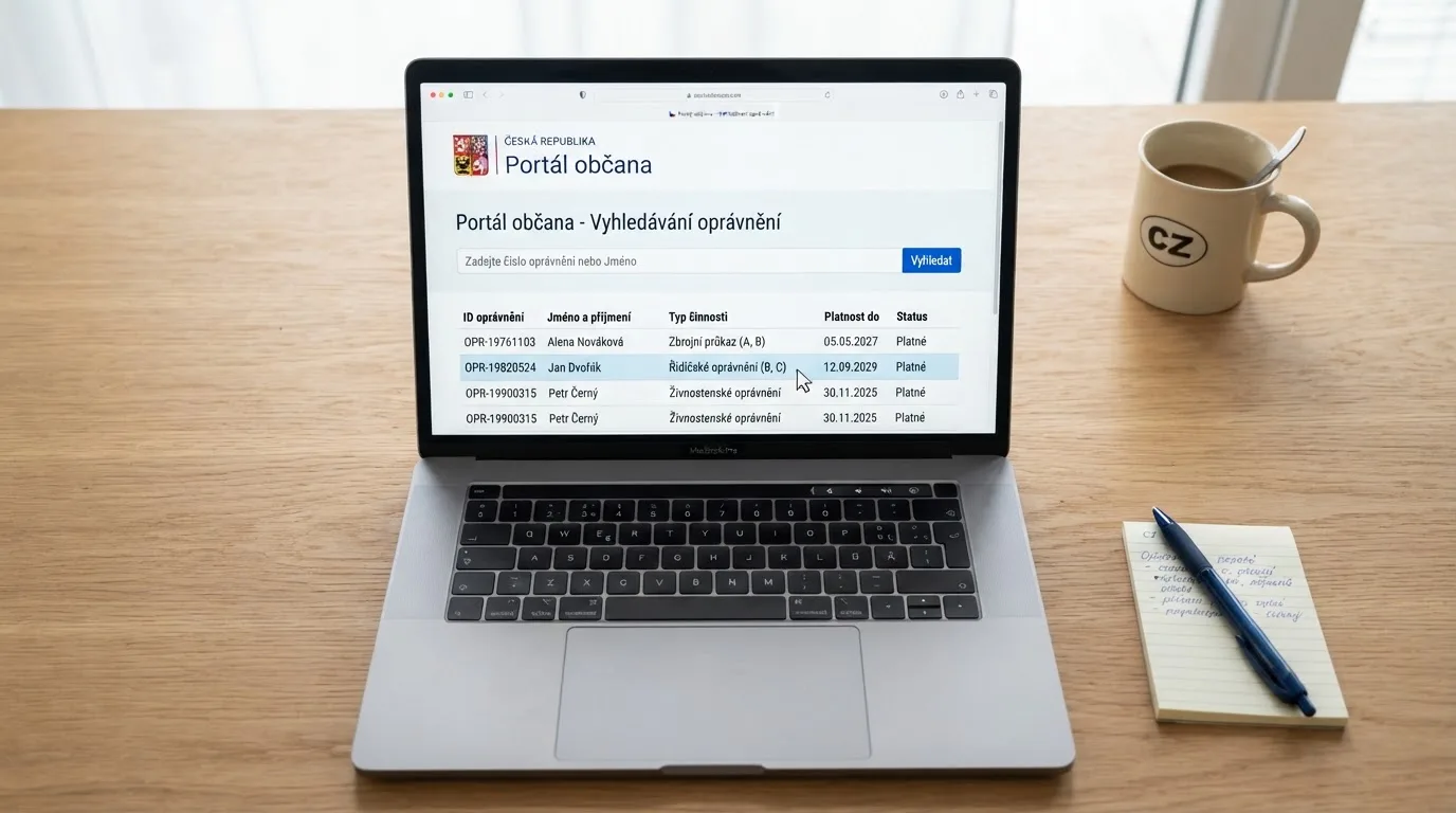 Obrazovka s webovou stránkou Seznamu provozovatelů hazardních her MF ČR, kurzor ukazuje na konkrétní záznam licencovaného operátora