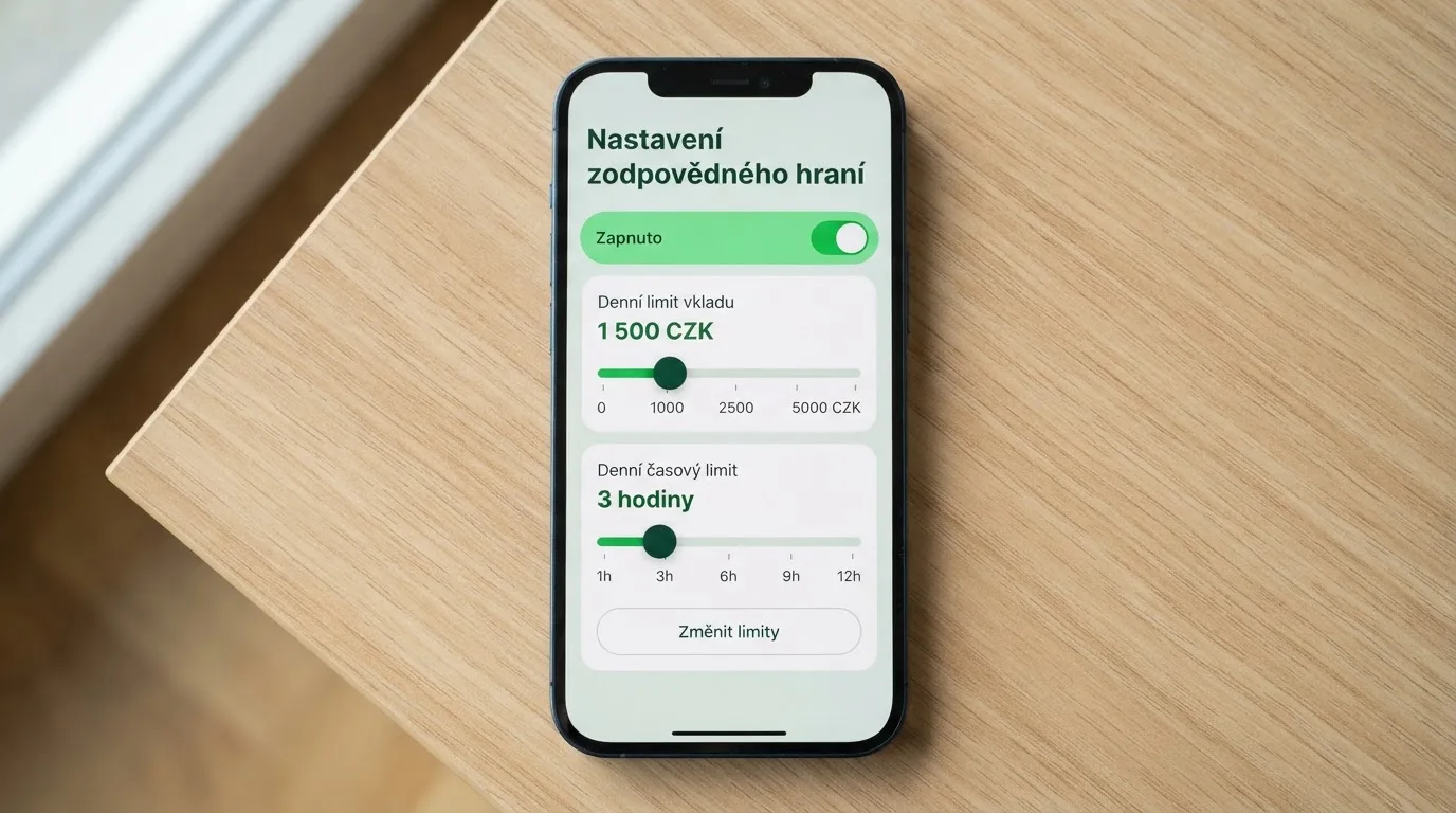 Rozhraní pro nastavení herních limitů s posuvníky pro denní vkladový a časový limit