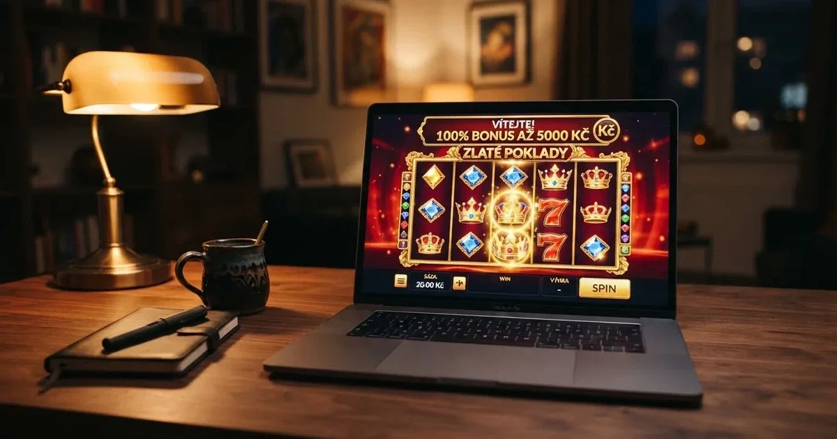 Rozhraní licencovaného českého online casina s výherními automaty a uvítací nabídkou