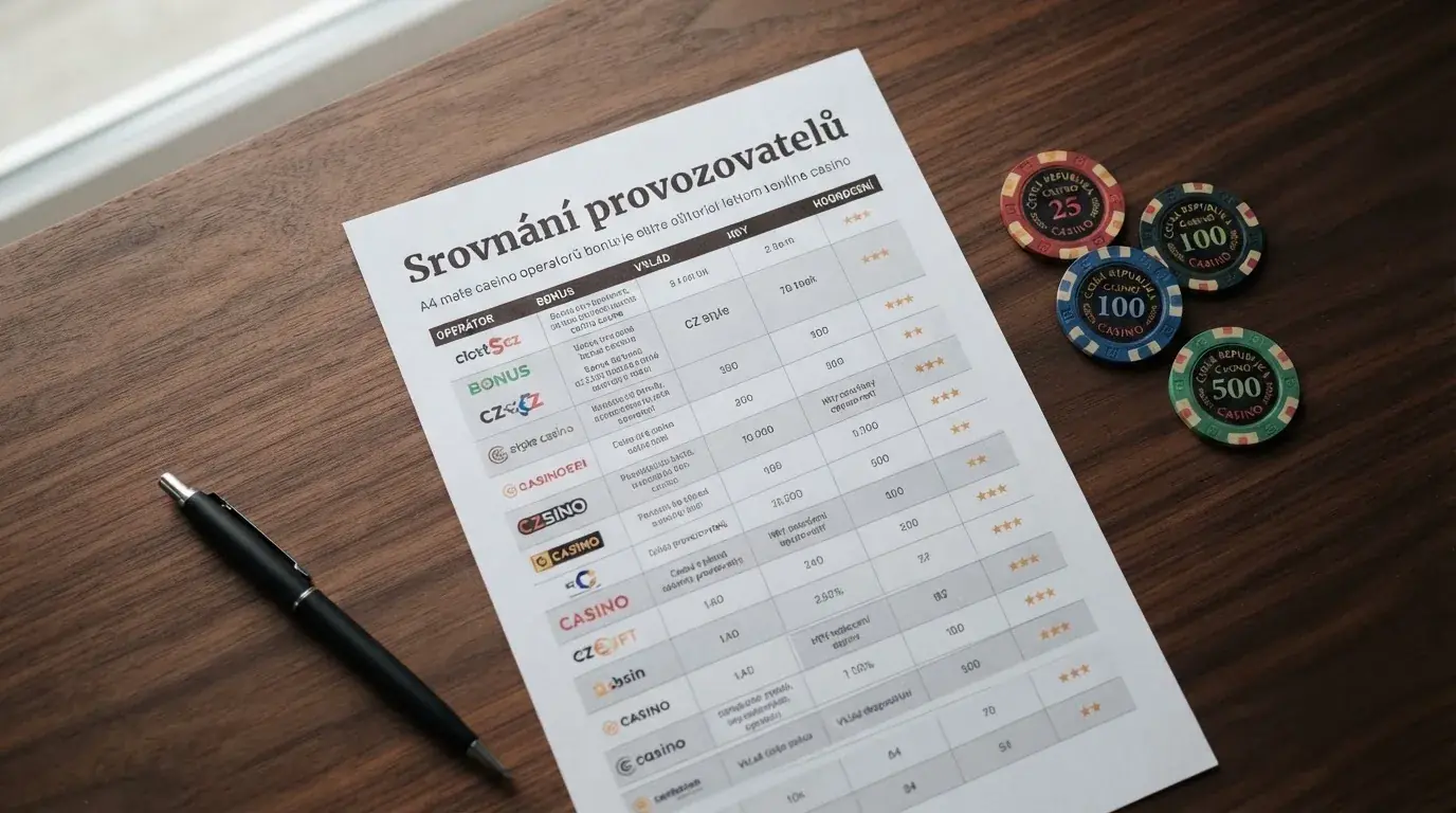 Srovnávací tabulka českých licencovaných casin s jejich klíčovými parametry