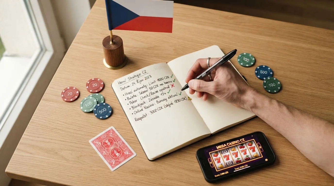 Tabulka s logy deseti českých online casin seřazených vedle sebe, nad nimi symboly automatů a malá česká vlajka.